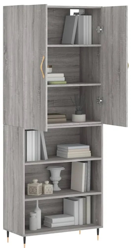 vidaXL Ντουλάπι Γκρι Sonoma 69,5 x 34 x 180 εκ. Επεξεργασμένο Ξύλο