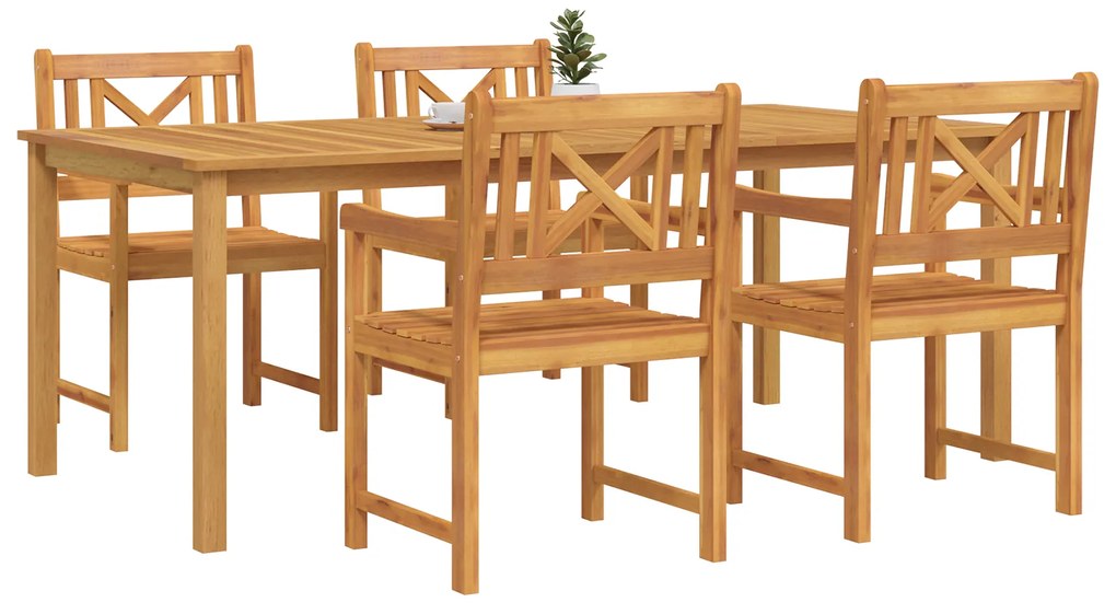 vidaXL Σέτ φαγητού για κήπο 5 pcs Καφέ Μασίφ ξύλο ακακίας