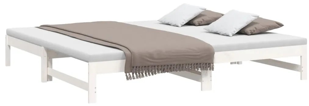 vidaXL Καναπές Κρεβάτι Συρόμενος Λευκός 2x(90x200) εκ. Μασίφ Πεύκο