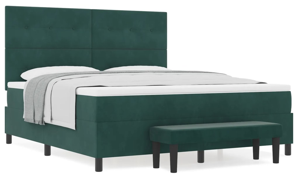 vidaXL Κρεβάτι με ελατήρια Σκούρο πράσινο 180 x 200 cm Βελούδο
