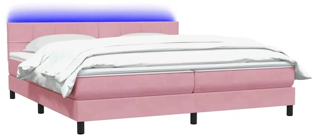 Box Spring κρεβάτι με στρώμα ροζ 200x220 cm Βελούδινο - Ροζ