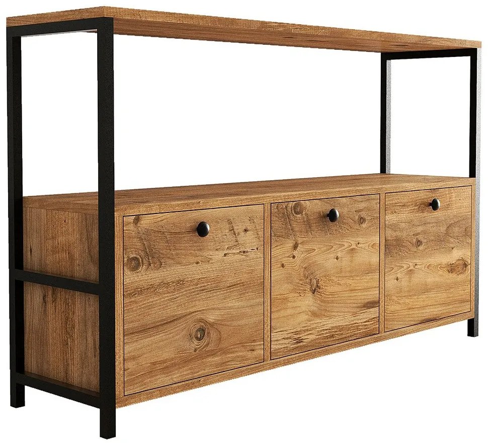 Μπουφές Nero v2 570VLT1911 120x30x76cm Walnut-Black Μελαμίνη,Μέταλλο