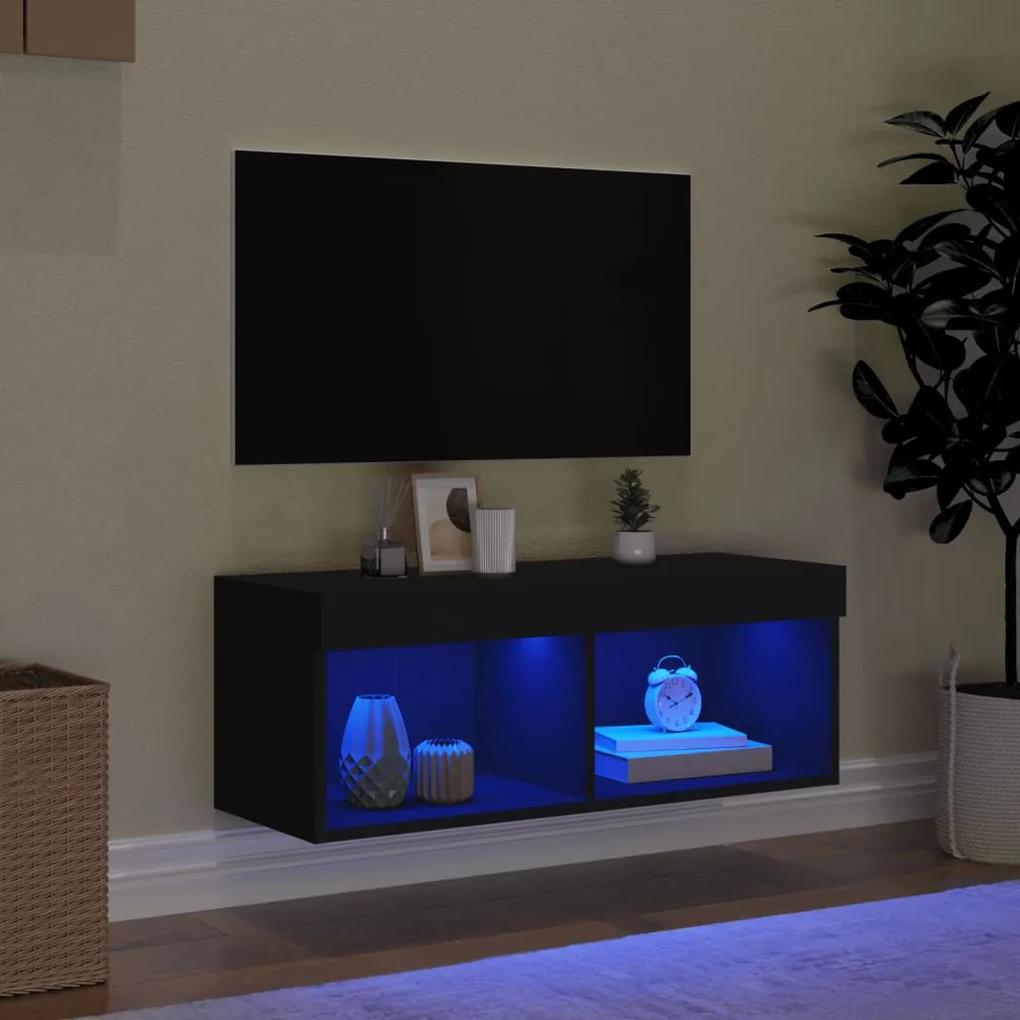 vidaXL Έπιπλο Τηλεόρασης με LED Μαύρο 80 x 30 x 30 εκ.