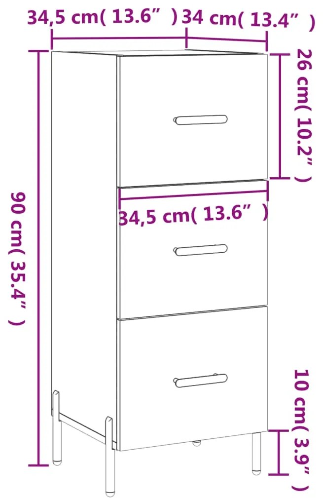 Ντουλάπι Γκρι Σκυροδέματος 34,5x34x90 εκ. Επεξεργασμένο Ξύλο - Γκρι