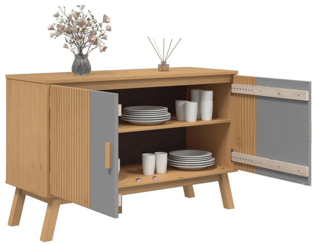 vidaXL Μπουφές OLDEN Γκρι &amp; Καφέ 114x43x73,5 εκ. από Μασίφ Ξύλο Πεύκου