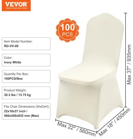 100pcs Stretch Spandex Folding Chair Covers Ivory Color Party Easy Clean