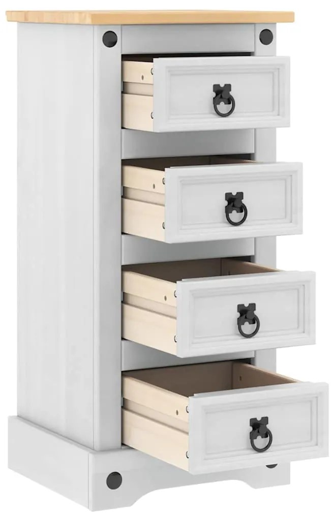 vidaXL Κομοδίνο Λευκό 35 x 32,5 x 74 εκ. Στερεά ξυλεία πεύκου