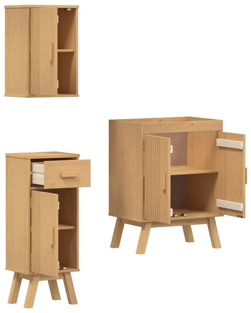 vidaXL Σετ Επίπλων Μπάνιου με συρτάρι 3 pcs Καφέ 114 x 43 x 73.5 εκ.