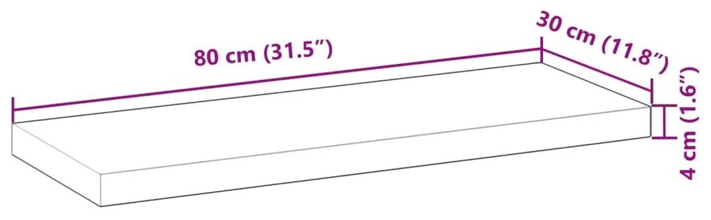 Επιφάνεια Τραπεζιού Ορθογώνια 80x30x4 εκ. Μασίφ Ξύλο Ακακίας - Καφέ