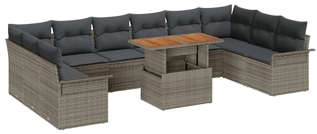 vidaXL Σετ Καναπέ Κήπου με μαξιλάρι 11 pcs Γκρι