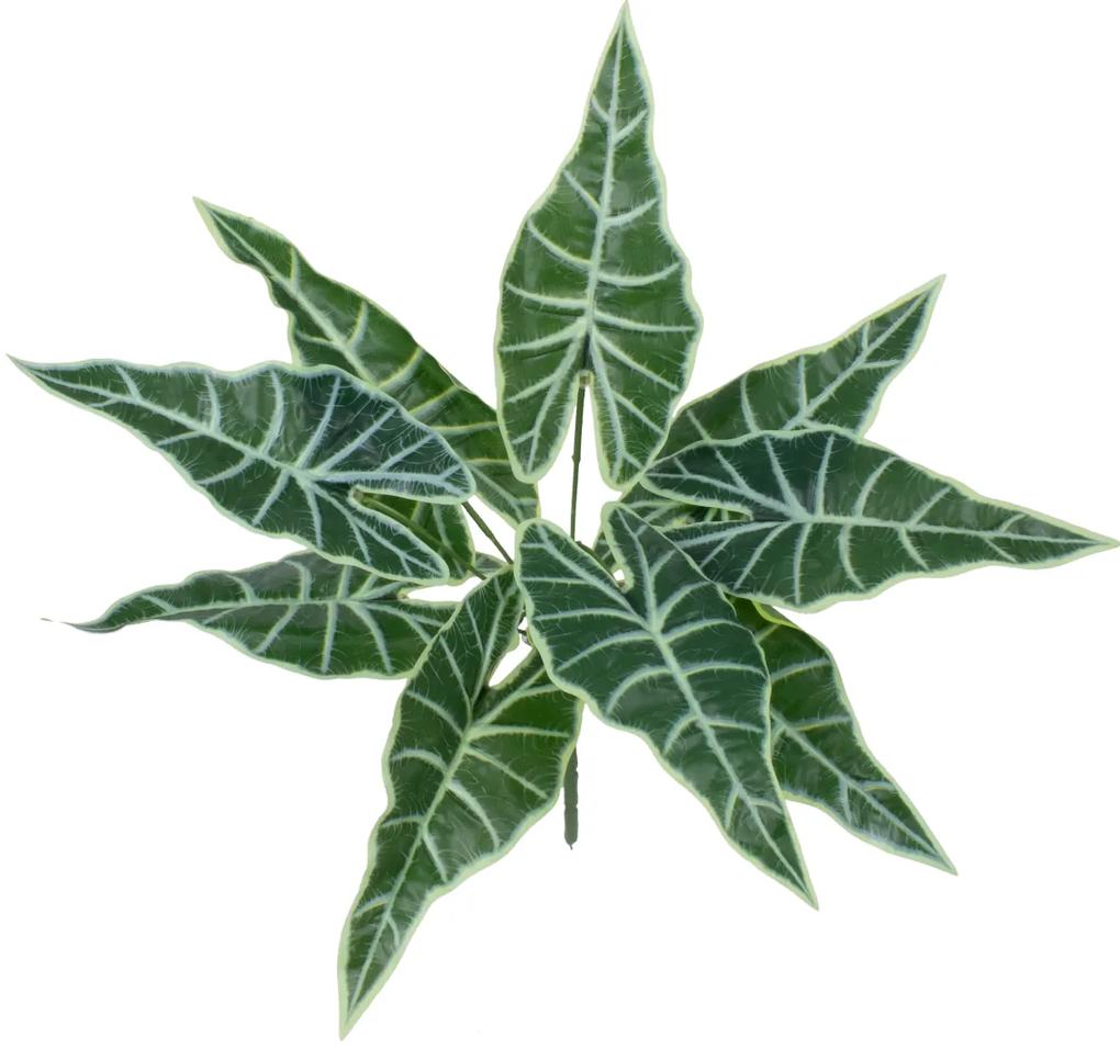 GloboStar® ALOCASIA 78225 Τεχνητό Φυτό Αλοκάσια - Μπουκέτο Διακοσμητικών Φυτών - Κλαδιών με Φύλλωμα Πράσινο Υ43cm