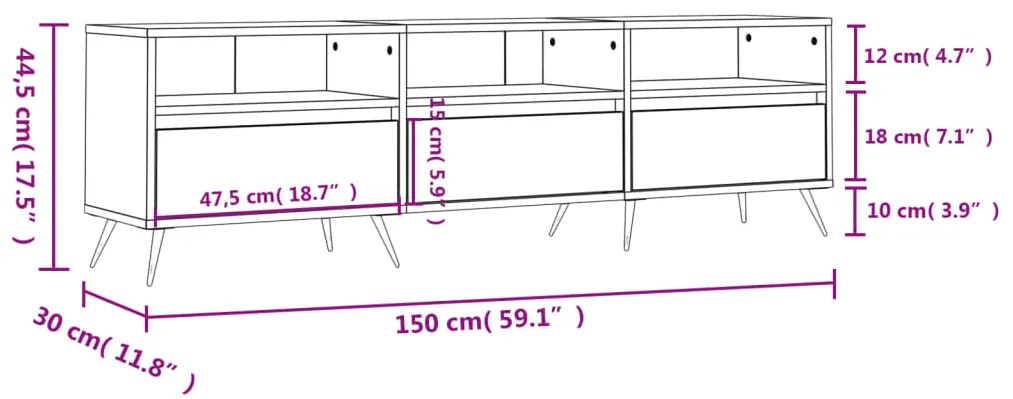 ΈΠΙΠΛΟ ΤΗΛΕΟΡΑΣΗΣ ΜΑΥΡΟ 150X30X44,5 ΕΚ. ΕΠΕΞΕΡΓΑΣΜΕΝΟ ΞΥΛΟ 831253