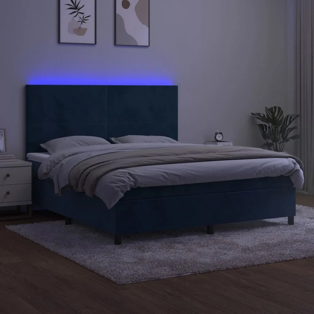 ΚΡΕΒΑΤΙ BOXSPRING ΜΕ ΣΤΡΩΜΑ &amp; LED ΣΚ. ΜΠΛΕ 180X200ΕΚ. ΒΕΛΟΥΔΙΝΟ 3136021