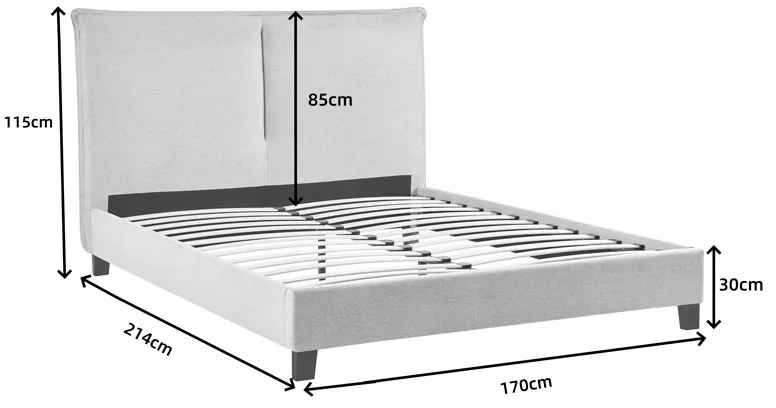 Κρεβάτι διπλό Majus pakoworld ύφασμα γκρι-μπεζ 160x200εκ