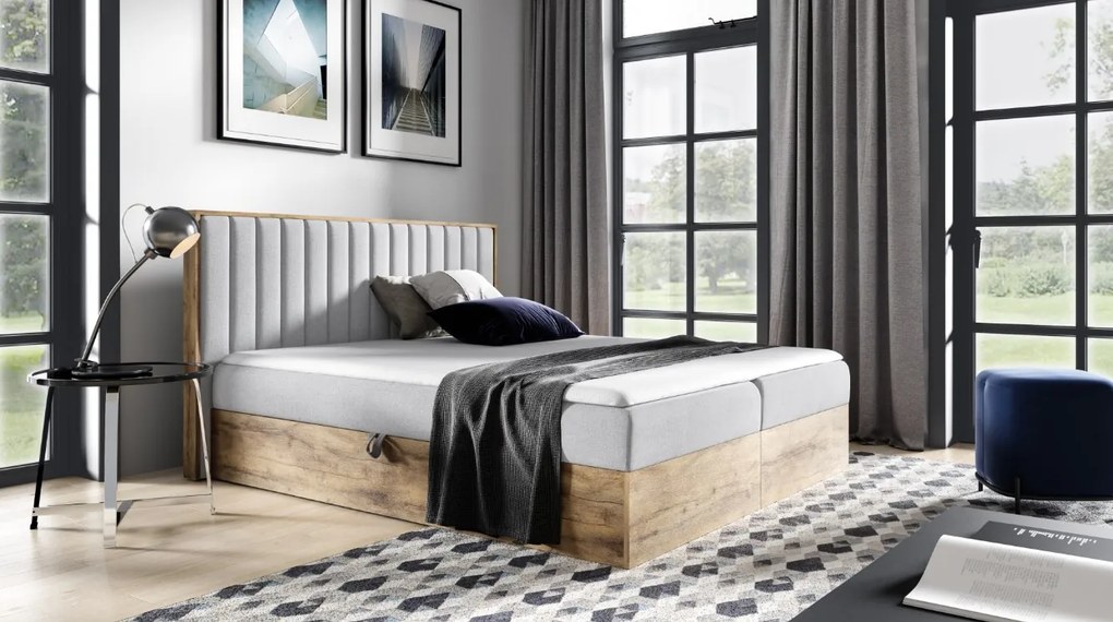 Επενδυμένο κρεβάτι Wood 4-Roz-200 x 200