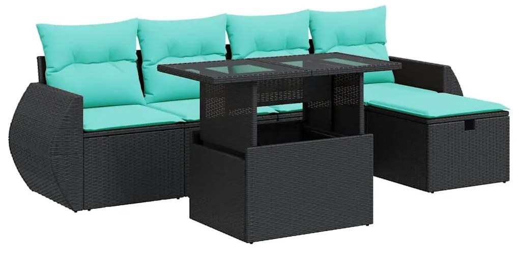 vidaXL Σαλόνι Κήπου 6 Τεμαχίων Γκρι Συνθετικό Ρατάν Μαξιλάρια Ακακία