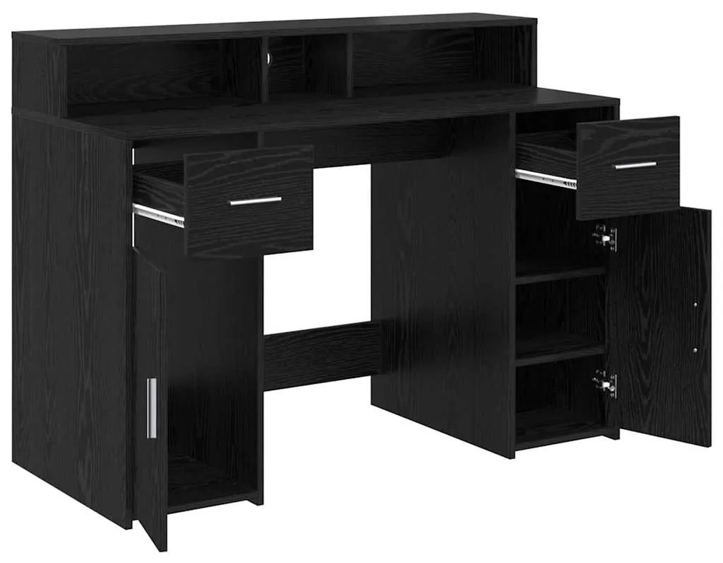 vidaXL Γραφείο με ράφι Μαύρη δρυς 120 x 55 x 91 εκ. Επεξεργασμένο ξύλο