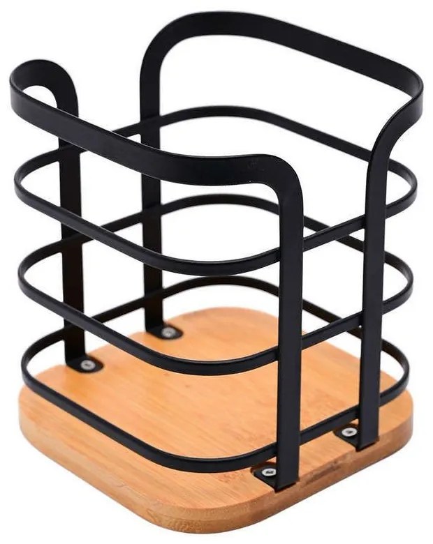 Βάση Εργαλείων Κουζίνας 01-13219 12x12x14,5cm Natural-Black Estia Metal,Bamboo