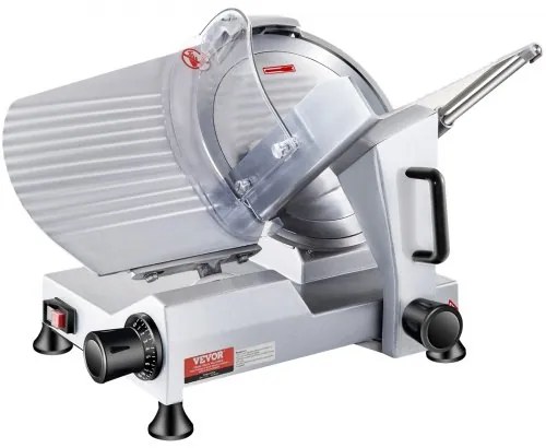VEVOR Commercial Meat Slicer, 240W Electric Deli Food Slicer, 10 inch Carbon Steel Blade Electric Food Slicer, 350-400RPM Meat Slicer, 0 - 0.47 inch Adjustable Thickness for Commercial and Home Use