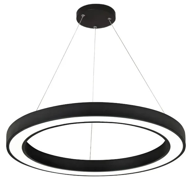 InLight Κρεμαστό φωτιστικό LED 88W 3CCT (by switch on base) σε μαύρη απόχρωση D:80cm (6073-80-BL)