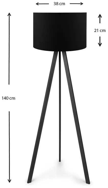 Φωτιστικό δαπέδου Rosling Megapap Mdf/ύφασμα Pvc χρώμα μαύρο 38x21x140εκ.