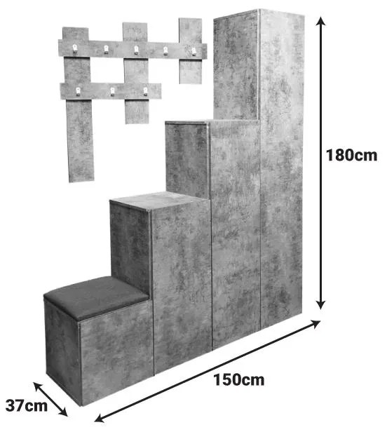Έπιπλο εισόδου Nenich σε Γκρι oak απόχρωση 150x37x180εκ 150x37x180 εκ.