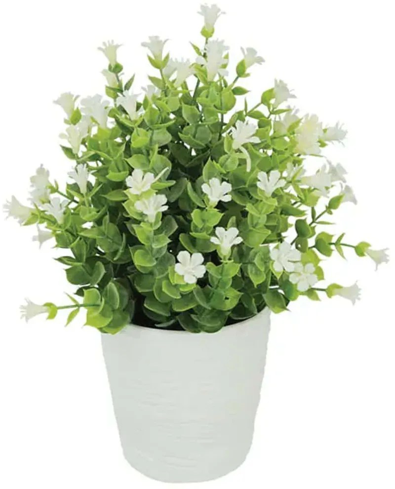Τεχνητό Φυτό Σε Κασπώ Ευκάλυπτος 04-21712-1 Φ11x27cm Green-White Marhome Πηλός,Πλαστικό