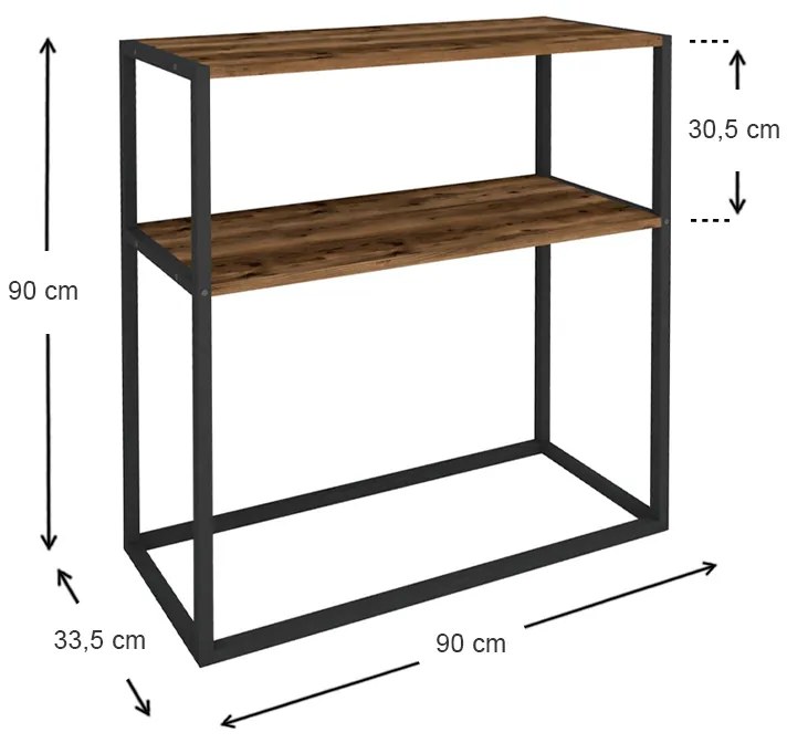 Κονσόλα Castel Megapap μεταλλική - μελαμίνης χρώμα μαύρο - καπνιστή καρυδιά 90x33,5x90εκ.