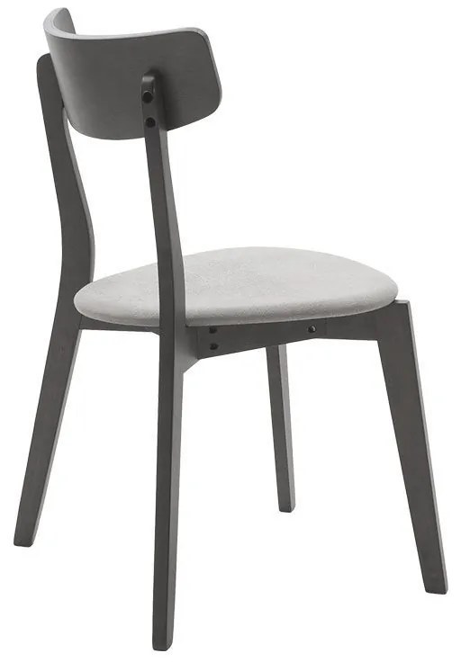 Καρέκλα Toto pakoworld γκρι ύφασμα-rubberwood ανθρακί πόδι Σετ 2 Τεμαχίων