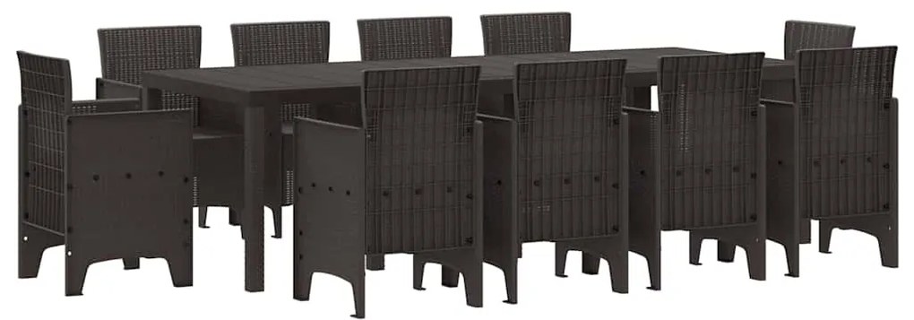 vidaXL Σέτ φαγητού για κήπο 11 pcs Καφέ Rattan Polt