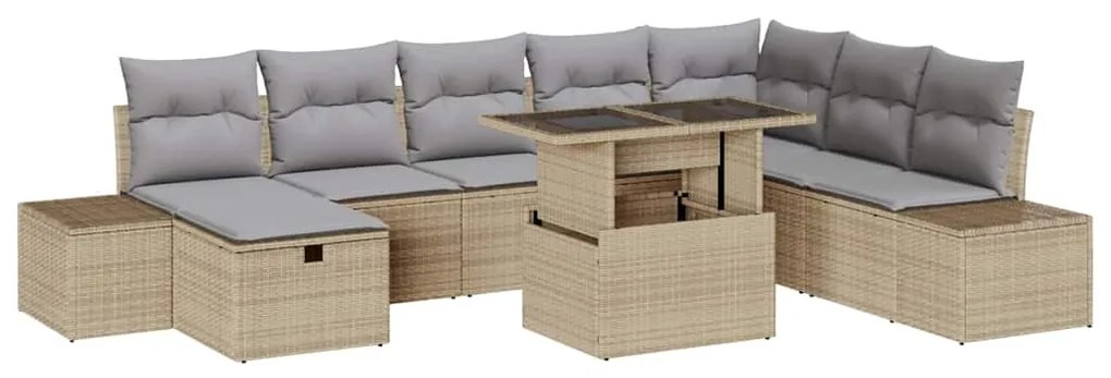 vidaXL Σετ Καναπέ Κήπου 11 pcs Μπεζ Πολυ ράταν