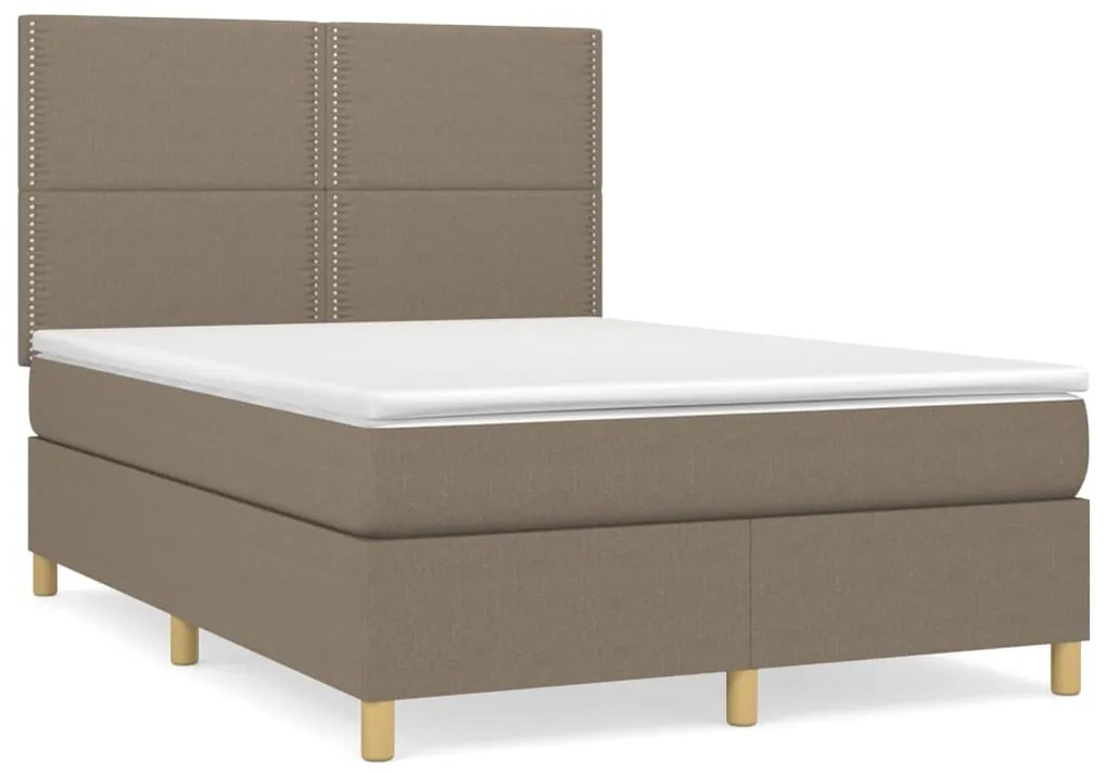 vidaXL Κρεβάτι Boxspring με Στρώμα Taupe 140x190 εκ. Υφασμάτινο