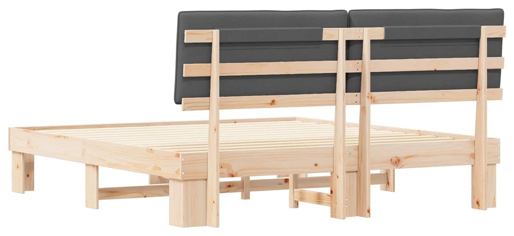 vidaXL Σκελετός Κρεβατιού με Επενδεδυμένο Κεφαλάρι Σκούρο Γκρι