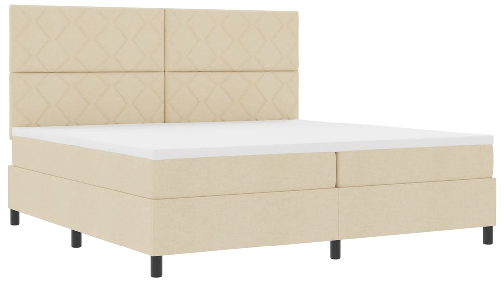 vidaXL Κρεβάτι με ελατήρια με στρώμα Κρεμ 200 x 200 cm ύφασμα