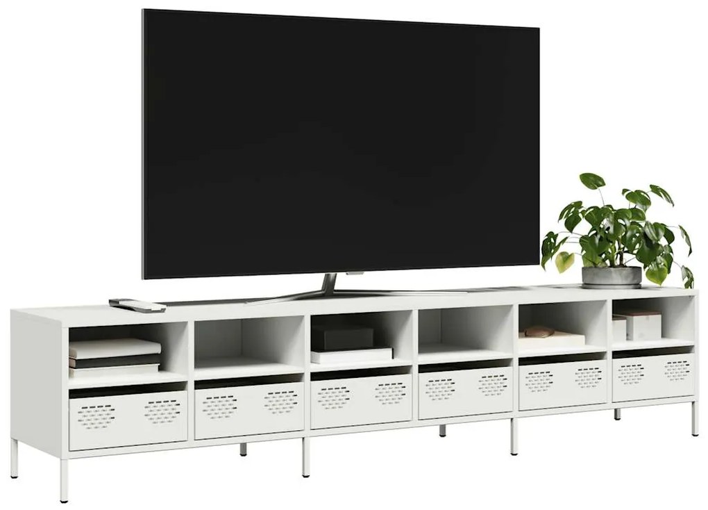 ντουλάπι τηλεόρασης vidaXL Λευκό από χάλυβα ψυχρής έλασης