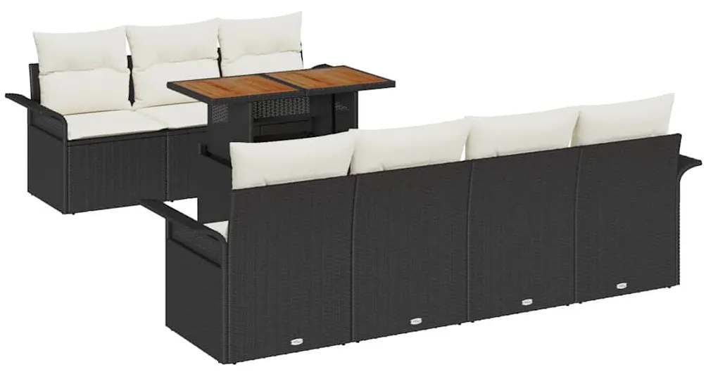 vidaXL Σετ Καναπέ Κήπου 8 pcs Μαύρο και κρεμ 100 x 55 x 73 εκ