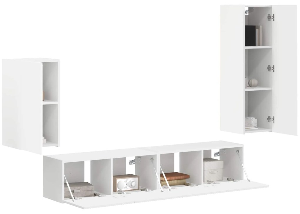 vidaXL Σετ επίπλου τηλεόρασης Επιτοίχιο 3 pcs Λευκό Επεξεργασμένο ξύλο