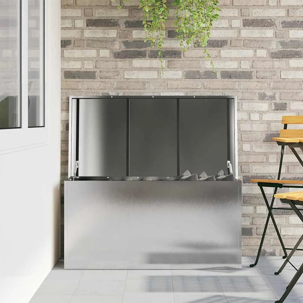 vidaXL Κουτί αποθήκευσης εξωτερικών χώρων Ασημί 100 x 50,5 x 50 εκ.