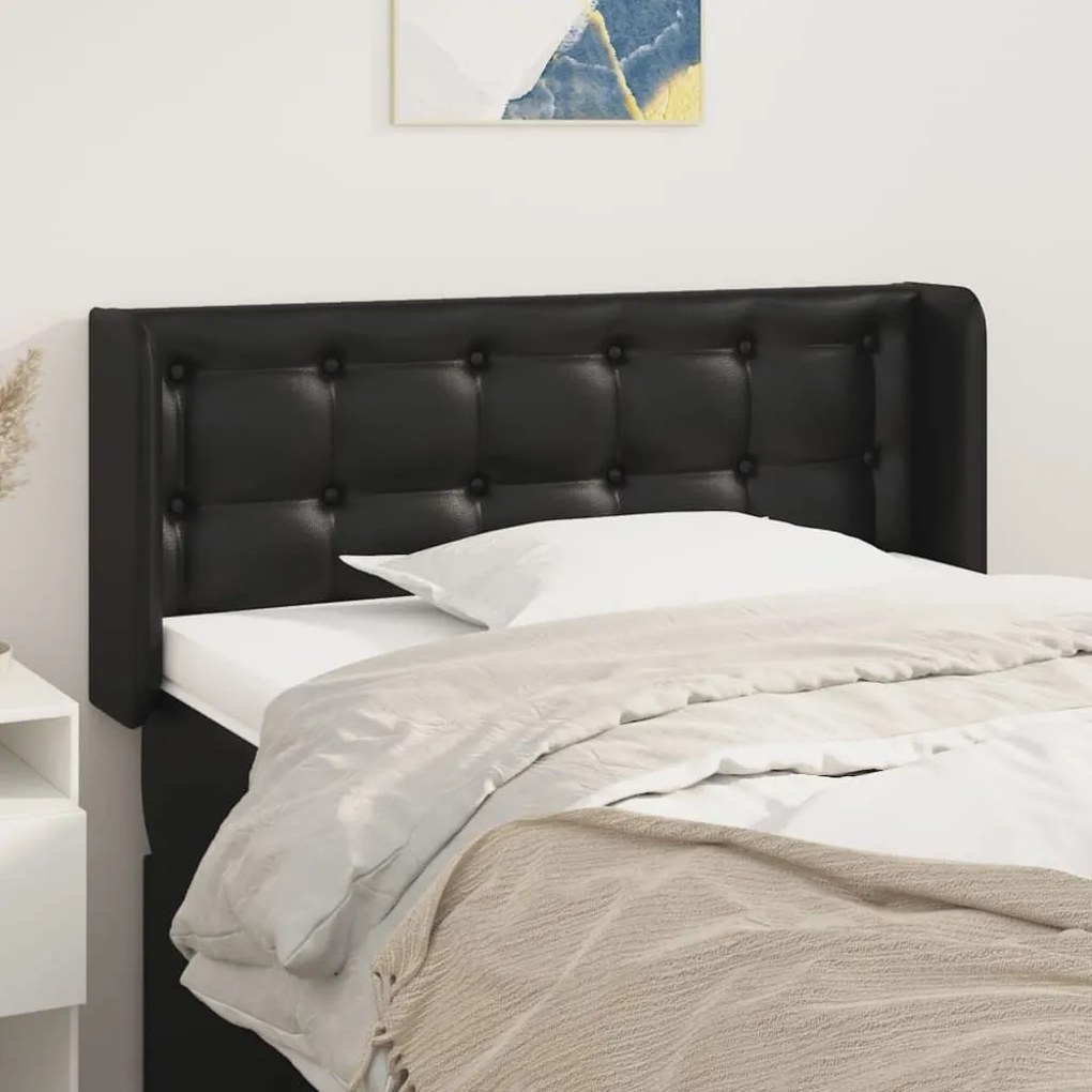 Κεφαλάρι με Πτερύγια Μαύρο 103x16x78/88 εκ. Συνθετικό Δέρμα 3118852