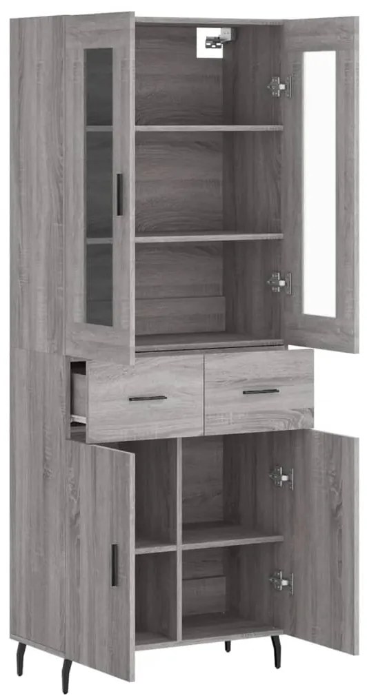 vidaXL Ντουλάπι Γκρι Sonoma 69,5 x 34 x 180 εκ. Επεξεργασμένο Ξύλο