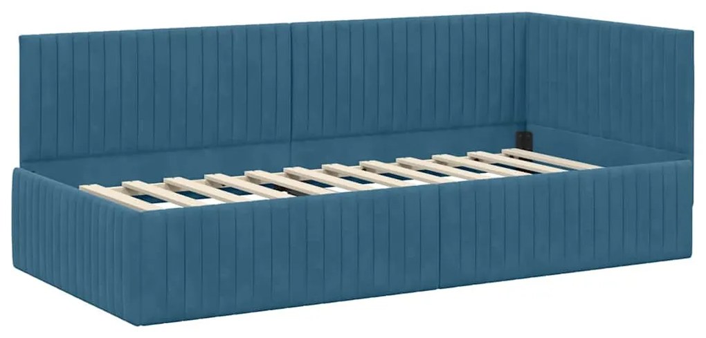 vidaXL Κρεβάτι Γωνίας με κεφαλάρι Μπλε 90 x 190 cm Βελούδο
