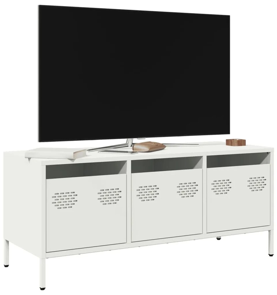 vidaXL Έπιπλο Τηλεόρασης Λευκό 101,5x39x43,5 εκ. Ατσάλι Ψυχρής Έλασης