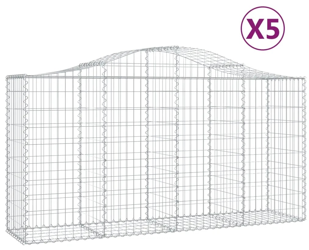 vidaXL Συρματοκιβώτια Τοξωτά 5 τεμ. 200x50x100/120 εκ. Γαλβαν. Ατσάλι