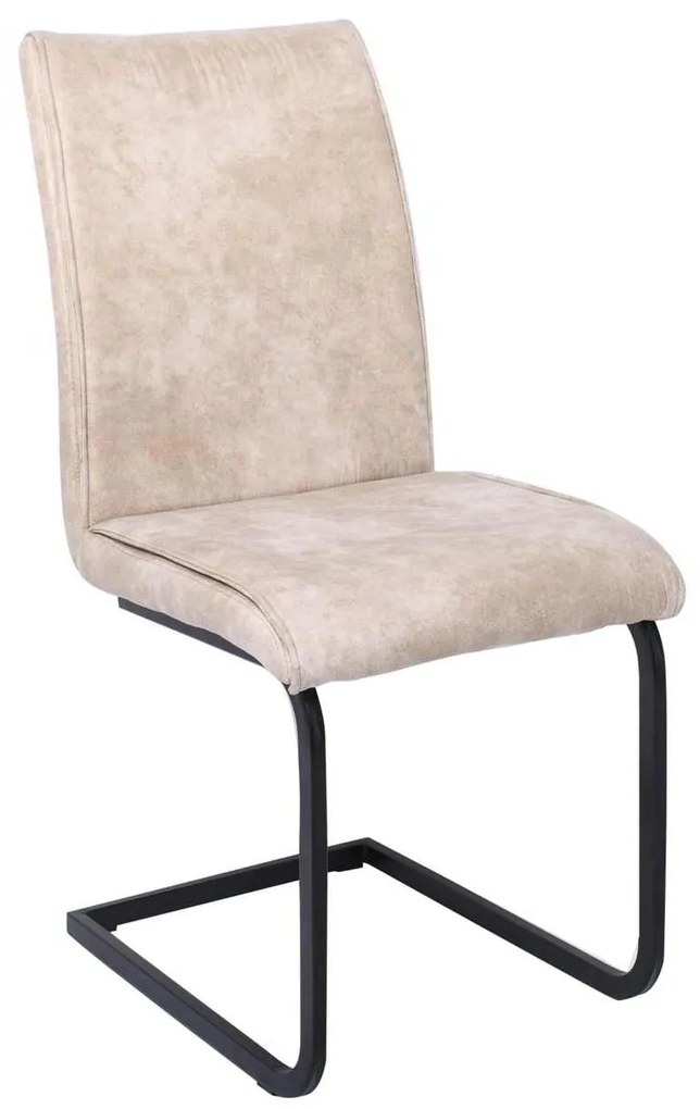 Καρέκλα Μεταλλική TORY Μαύρη/Ύφασμα Suede Μπεζ 43x56x95cm (Σετ 4 ΤΕΜ)