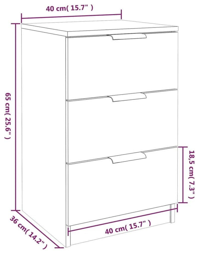 Κομοδίνα Γκρι Σκυροδέματος 40x36x65 εκ. - Γκρι