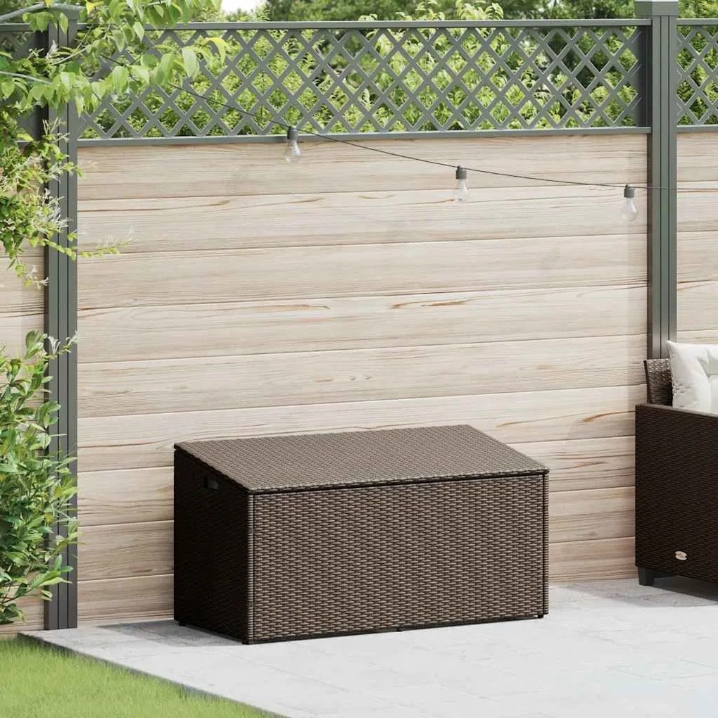 Κήπος κουτί αποθήκευσης καφέ 110x50x58 cm Poly Rattan - Καφέ