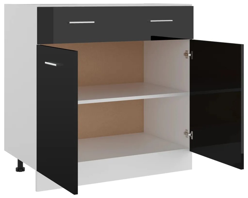 vidaXL Ντουλάπι με Συρτάρι Lyon Γυαλιστερό Μαύρο 80x46x81,5εκ.