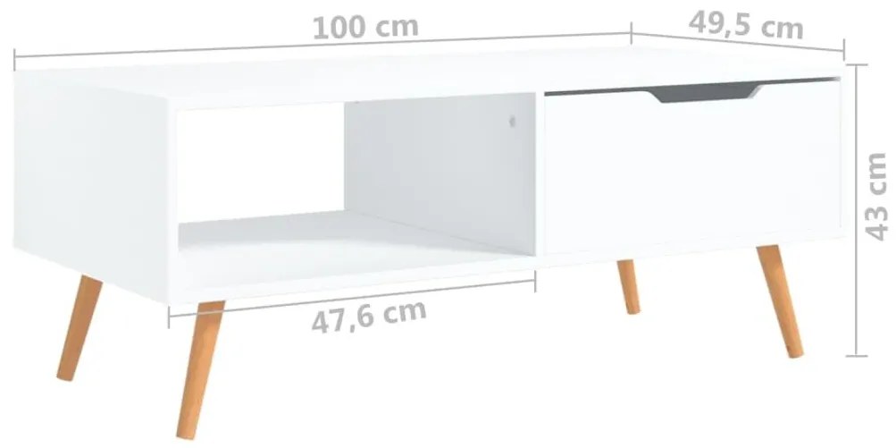 Τραπεζάκι Σαλονιού Λευκό 100 x 49,5 x 43 εκ. από Μοριοσανίδα - Λευκό