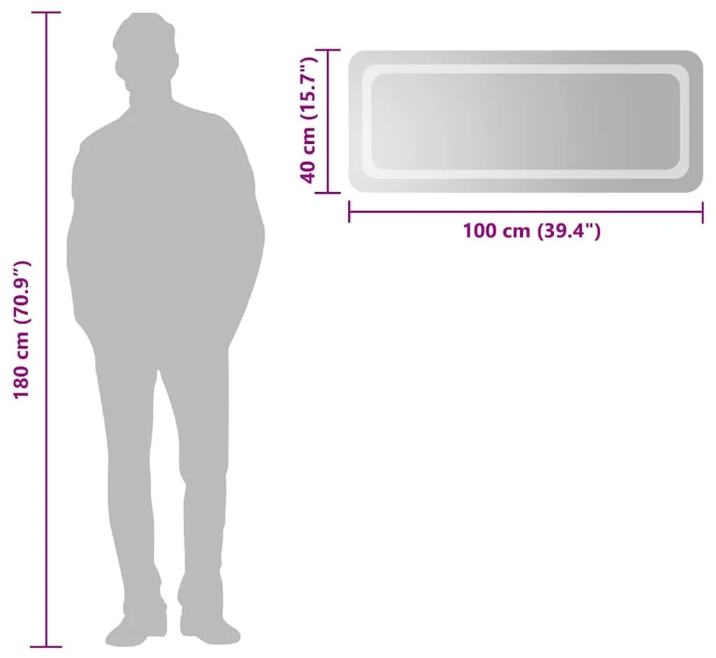 vidaXL Καθρέφτης Μπάνιου με LED 100x40 εκ.