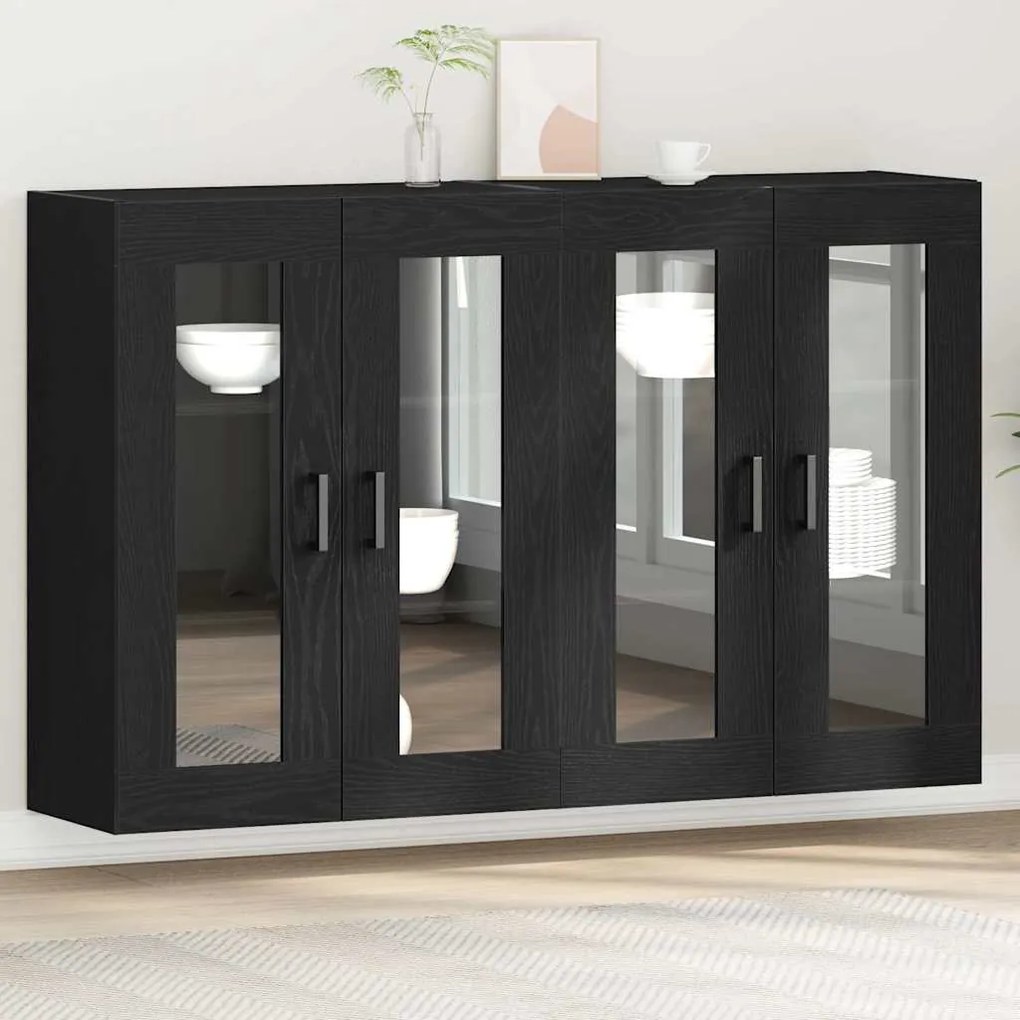 vidaXL Επιτοίχιο ντουλάπι 2 pcs Μαύρη δρυς 69.5 x 34 x 90 εκ.